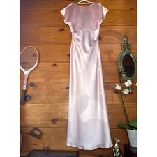 NWT Lulus Captivating Presence Blush Pink Satin Cowl Back Maxi Dress Wedding L