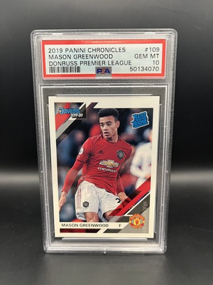 #ad 2019 Panini Chronicles Mason Greenwood #109 Donruss Premiere League RC PSA 10 $34.00
