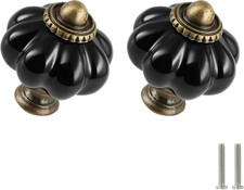 Black Pumpkin Knobs 6 Pack Ceramic Cabinet Knobs Vintage Drawer Pulls - Antique