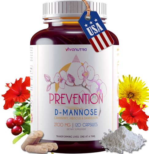 D Mannose Capsules 2000 MG Per Day - With Cranberry Pills for Urinary Tract I...