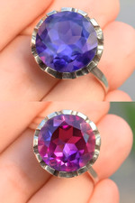 14K White Gold ~6 CT Color Change Sapphire/Alexandrite Ring Sz. 7.75 5.99 Grams