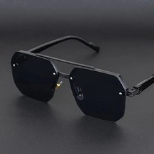 Men's Square Half Frame Metal Sunglasses Retro Fashion Casual Outdoor Eyewear