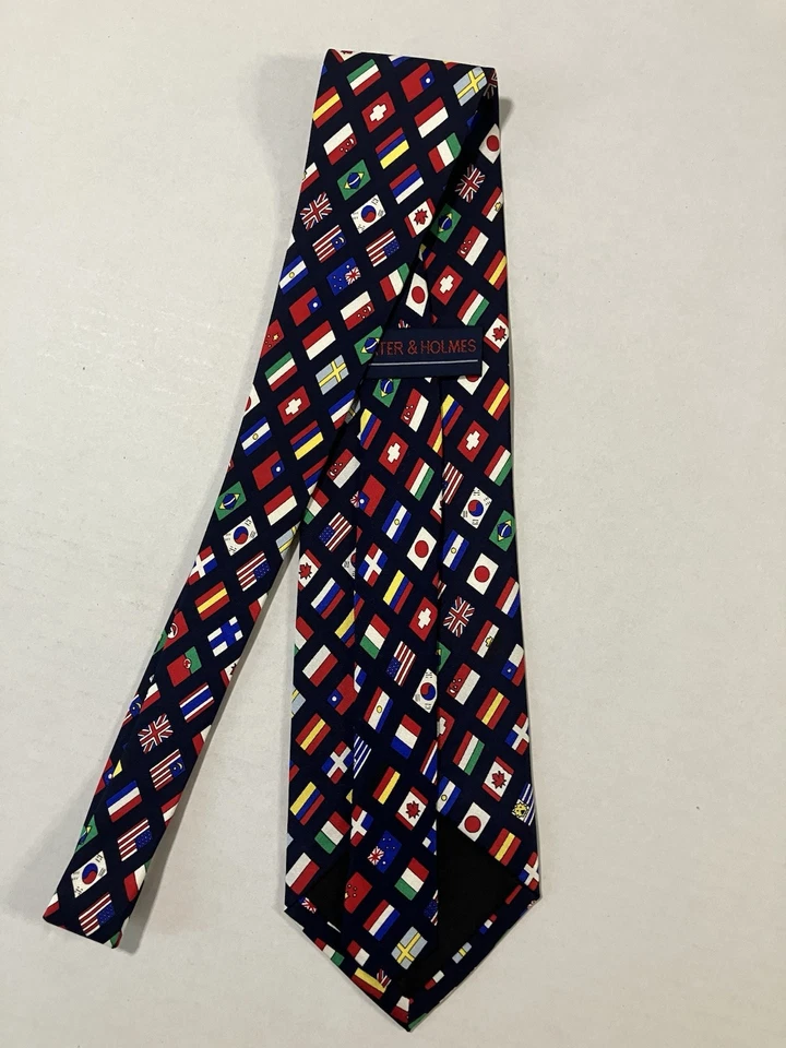 Corbata Carter & Holmes para hombre corbata seda satinado banderas nacionales de la nación mundial 58" Foto 4 de 4