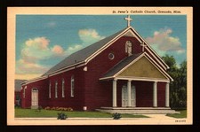 POSTCARD : MISSISSIPPI - GRENADA MS - ST. PETER'S CATHOLIC CHURCH LINEN VIEW