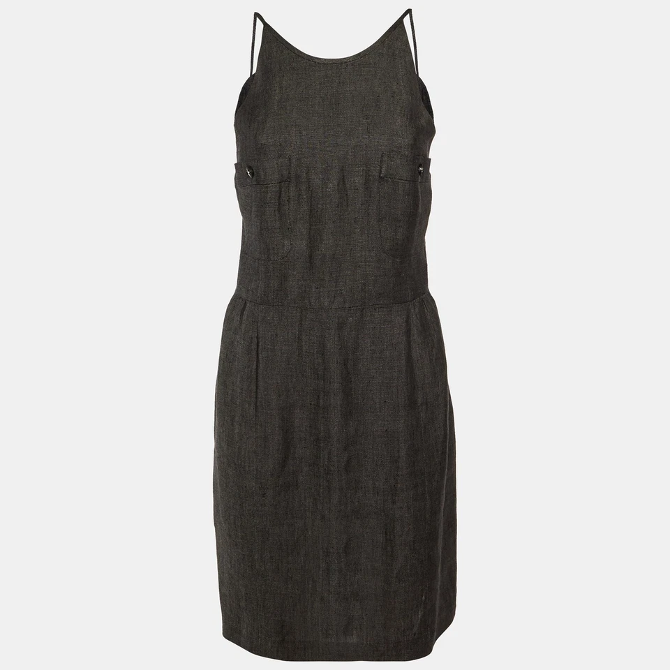 Chanel Gris Lino Formal Vestido y Chaqueta Conjunto M Foto 2 de 4