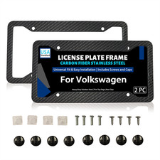 2pcs License Plate Frame W Screw Caps Carbon Fiber Texture For Volkswagen 2pcs License Plate Frame W Screw Caps Carbon Fiber Texture For Volkswagen