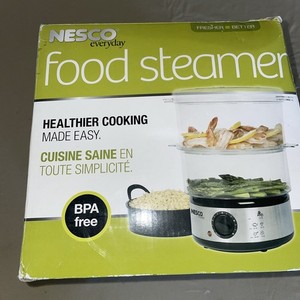 NESCO Everyday Electric Food Steamer Stainless Steel 2-Tier Dishwasher Safe