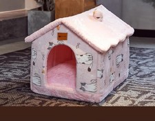 Self-Warming Pet Bed House for Cats  Dogs  Foldable Winter Cave Kennel with Pl