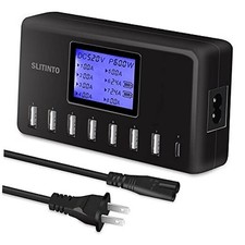 12A 8-Port USB Charging Station - Multi Port USB Hub Charger - 60W Black