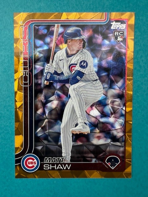 2025 Topps Update MATT SHAW 34/50 GOLD DIAMANTE RC US200 CHICAGO CUBS
