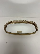 Vintage Gold Vanity Tray Wall Mirror Filigree Gallery Edge Hollywood Regency 