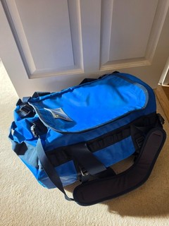 The North Face Base Camp Duffel Bag M 71L Blue Black Travel Holdall Backpack