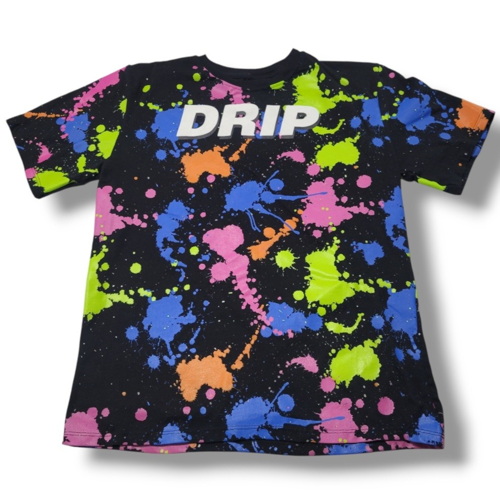 Shirt Size Large Drip Graphic Print Shirt Splattered Paint P