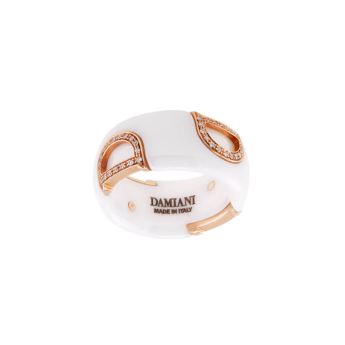 Damiani D.Icon Ladies White Ceramic, Pink Gold And Diamonds Ring