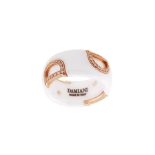Damiani D.Icon Ladies White Ceramic, Pink Gold And Diamonds Ring