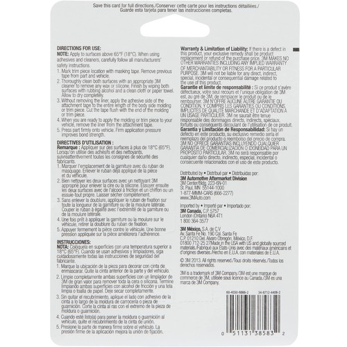 3M Exterior Attachment Tape Ideal for Moldings Emblems and Trim 1/4 in width - Picture 4 of 6
