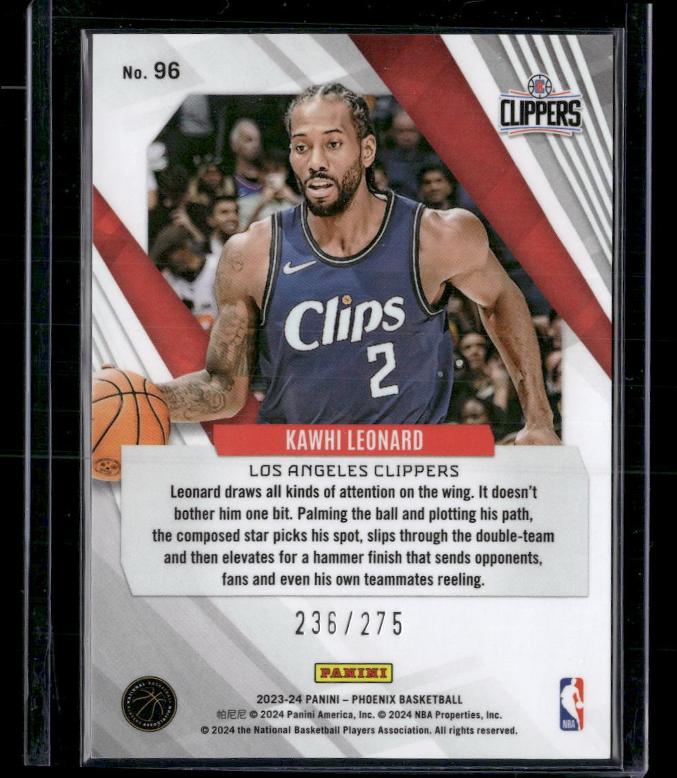 2023-24 Panini Phoenix #96 Kawhi Leonard Phoenix Blue Lazer #/275