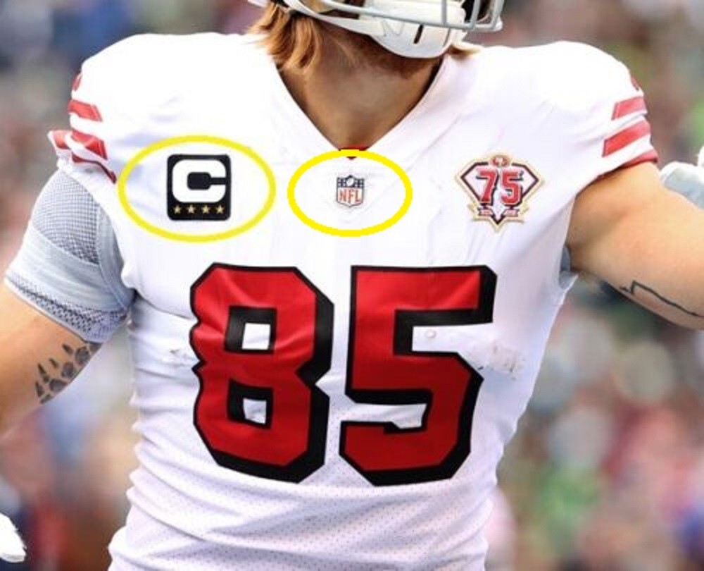 San Francisco 49ers George Kittle Te 4- CAPITAINE Blk C-Patch + NFL | eBay