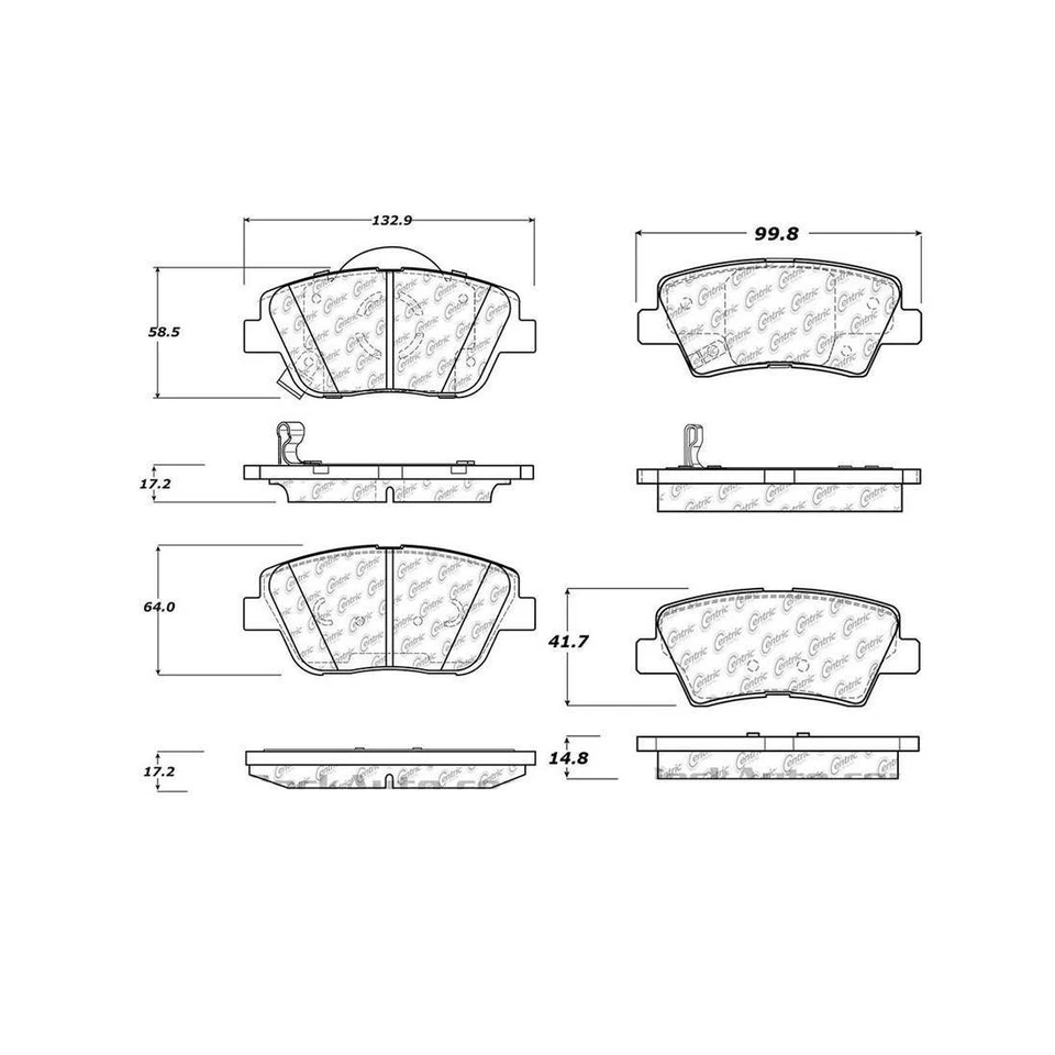 Front + Rear Ceramic Brake Pads 2SET For Hyundai Sonata 2011 2012 2013 2014 - Image 2 of 4