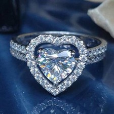 1.25 Ct White Heart CZ CZ Wedding Inner-Outer Ring Set 925 Sterling Silver