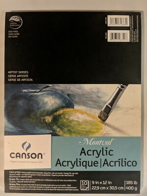 Canson Montval Acrylic Artist Series Cold Press 185lb 10 Sheets - 9''x12''