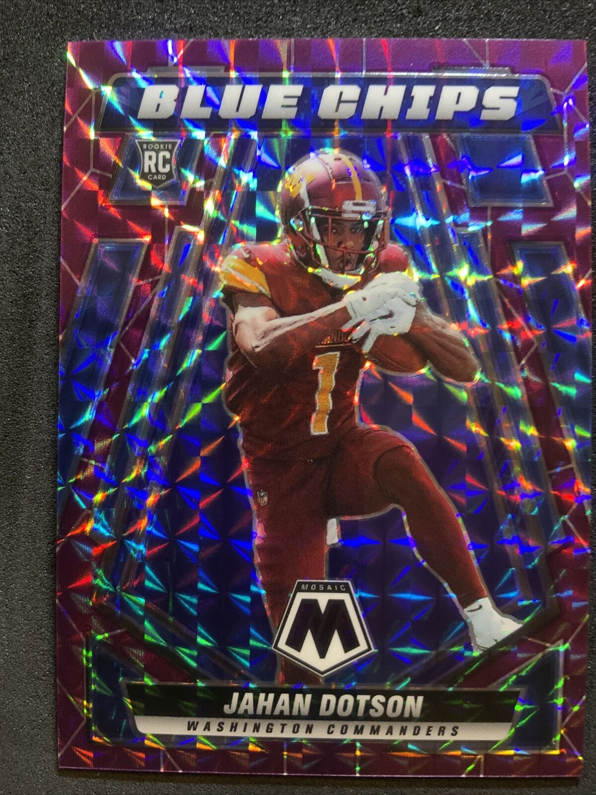 2022 Mosaic Jahan Dotson Blue Chips Purple Prizm RC #BC-11 Washington 49/49