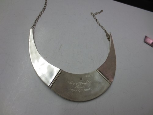 Vintage Zuni Alex and Marylita Boone Mosaic Inlay Sterling Silver Necklace #477 - Picture 8 of 9