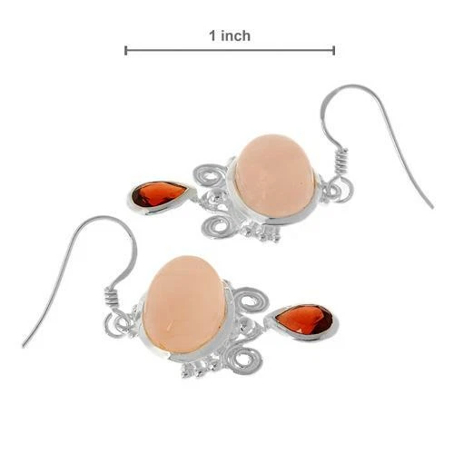 Pendientes de araña de cuarzo rosa y granate 925 SS 15,45 CTW Foto 2 de 2