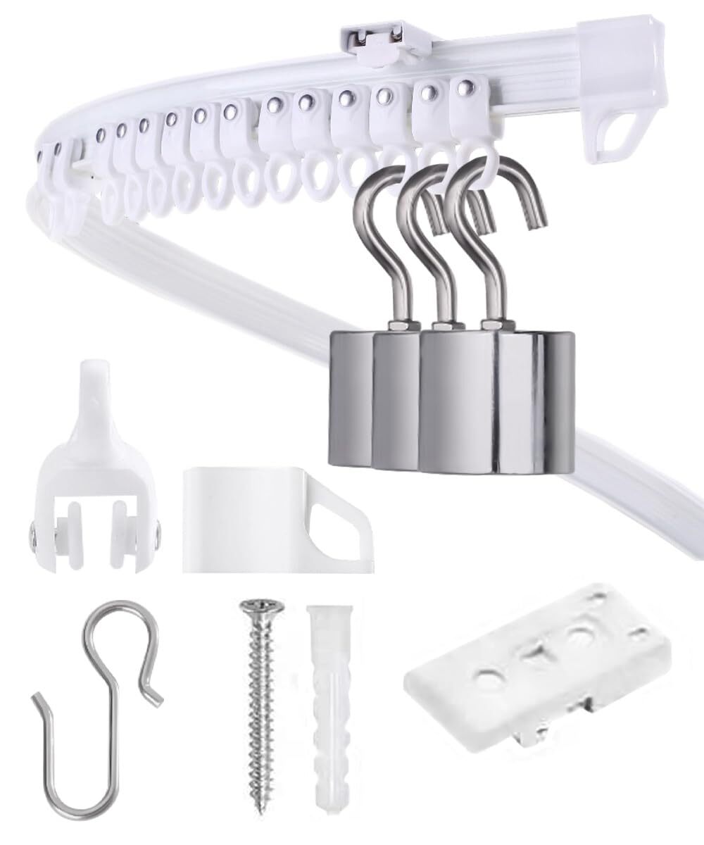 Ceiling Curtain Track Set – Room Divider Curtain Track Ceiling Mount with Rol...