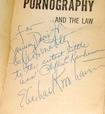 Signed 1st Edition PORNOGRAPHY AND THE LAW - inscribed to Sammy Davis Jr.