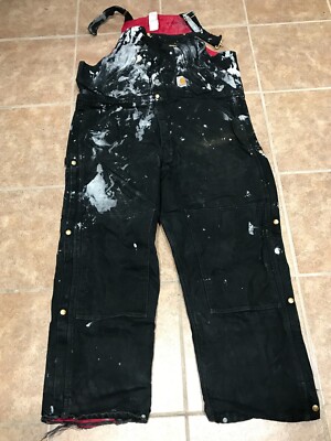 MENS 42 x 30 Vtg Carhartt R38 Duck Quilted Lined Zip-to-Waist Bib