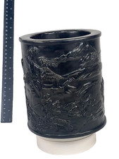 Vintage Republic Chinese Zitan Brushpot - Scholars Brush Pot Asian China 1800g