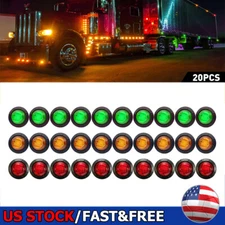 3/4" 12V Marker Lights LED Truck Trailer Round Side Bullet Light Amber Red Lamps