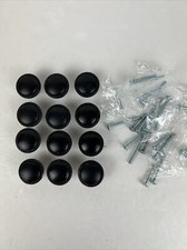 Black solid metal knobs Cupboard 1 1/8  set of 12 With Hardware Classic Basic