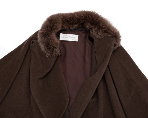 CRÉATION SPRUNG FRÈRES Angora Wool Blend Poncho w Fur Trim - Picture 7 of 13