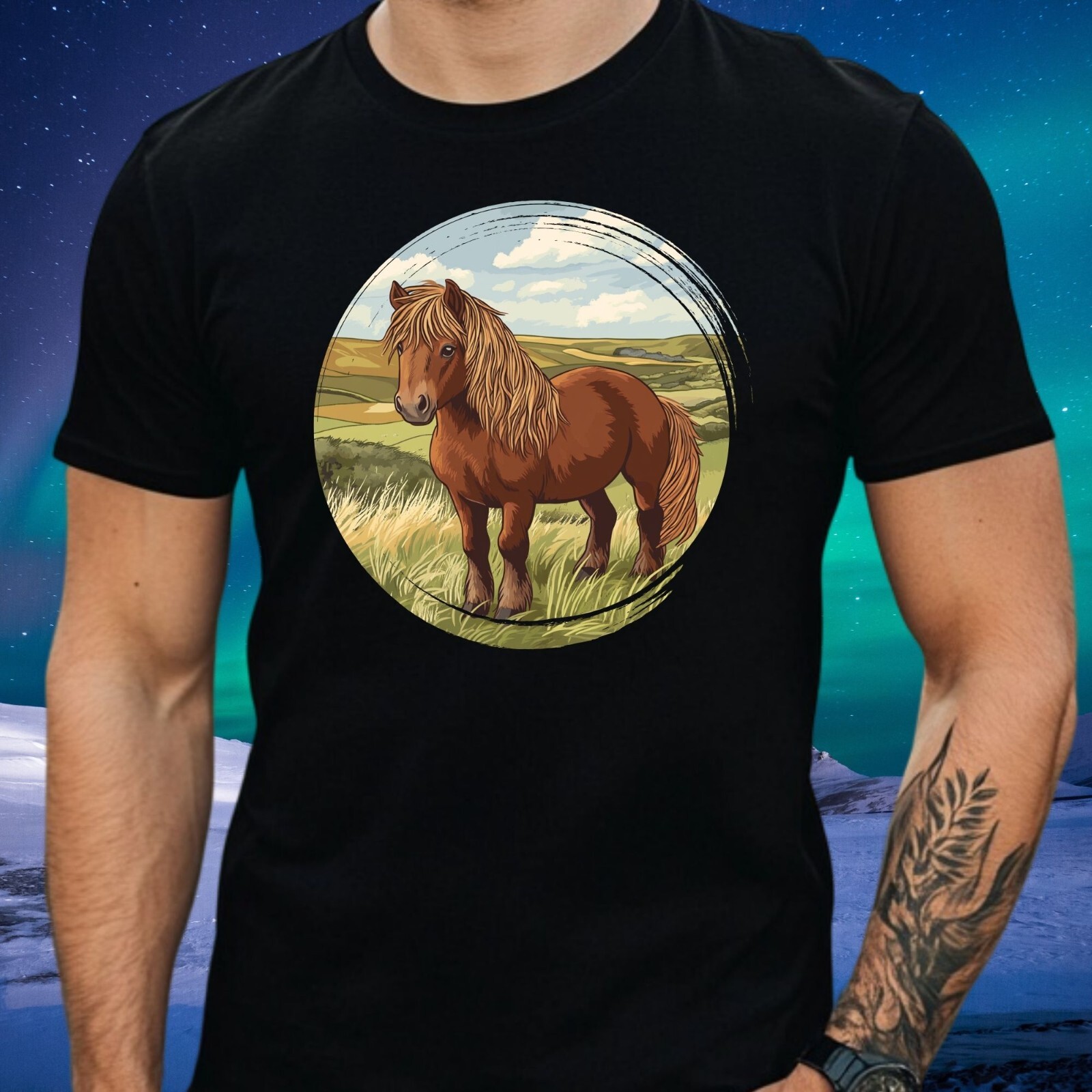 T shirt uomo Shetlandpony fantasia cotone taglia dalla S alla 5XL