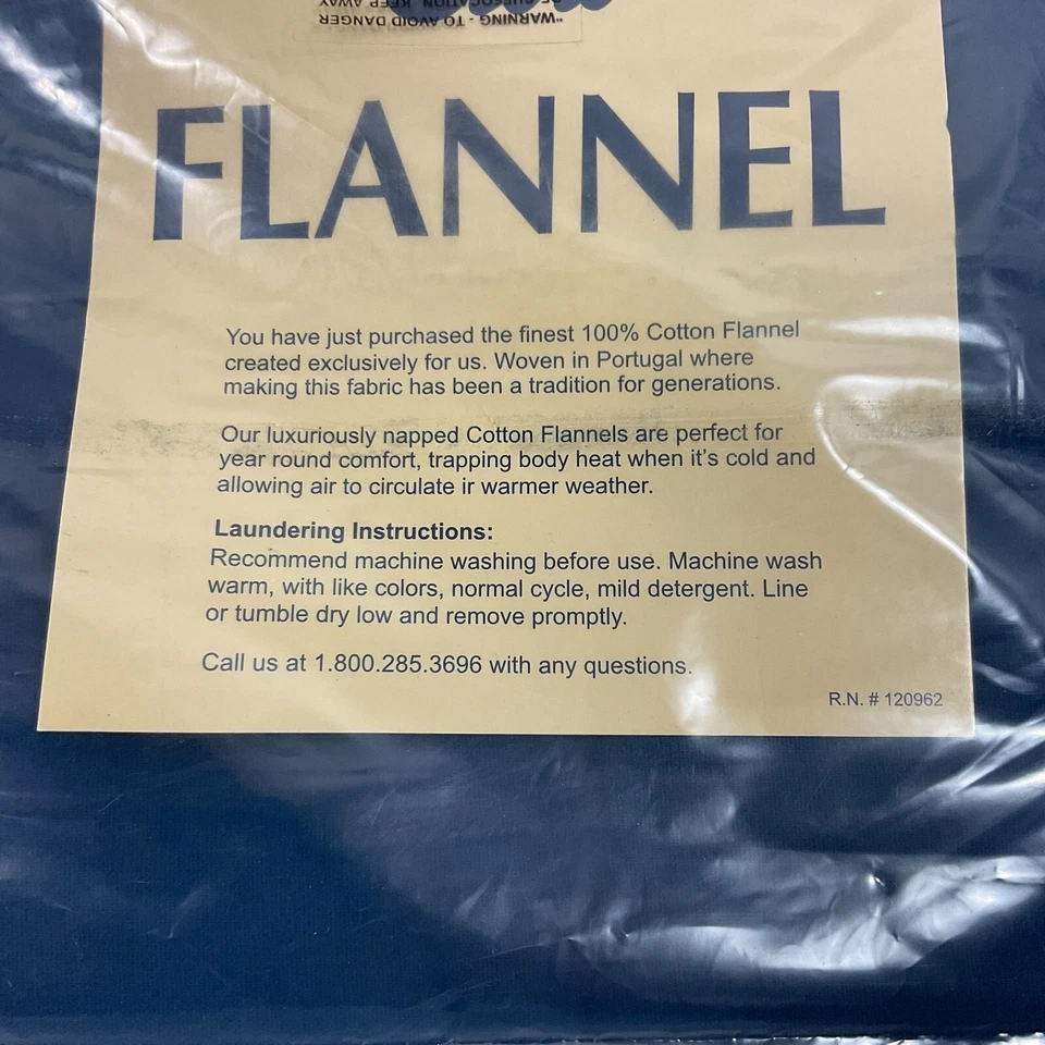 Sábana plana de franela lisa The Company Store 5 oz doble azul marino profundo algodón E3H5 Foto 3 de 4