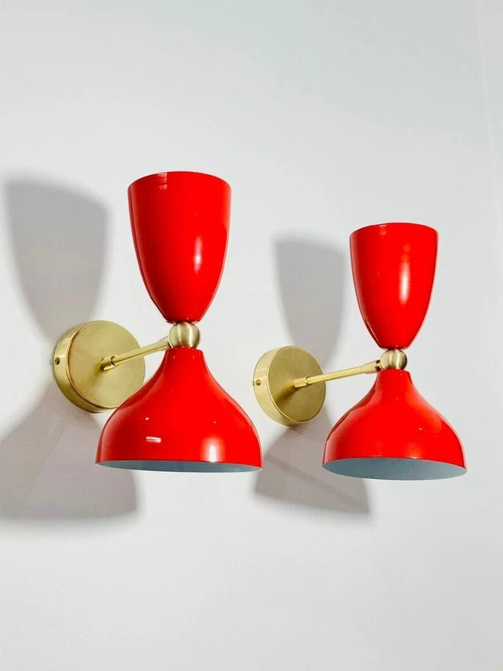 Par de apliques de pared modernos italianos Diabolo - lámparas rojas para accesorios de pared Foto 3 de 4