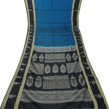 Namaste Vintage Blue Sarees 100 Pure Silk Woven Indian Sari 5YD Craft Fabric