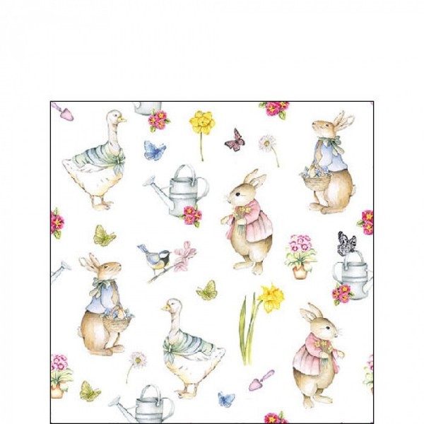 20 Papierservietten, Cocktail - Servietten Easter Garden Ambiente 25X25Cm | Hase-image