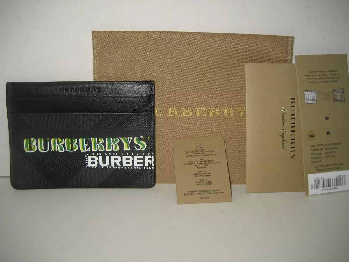 Burberry Check and Leather Card Case Charcoal