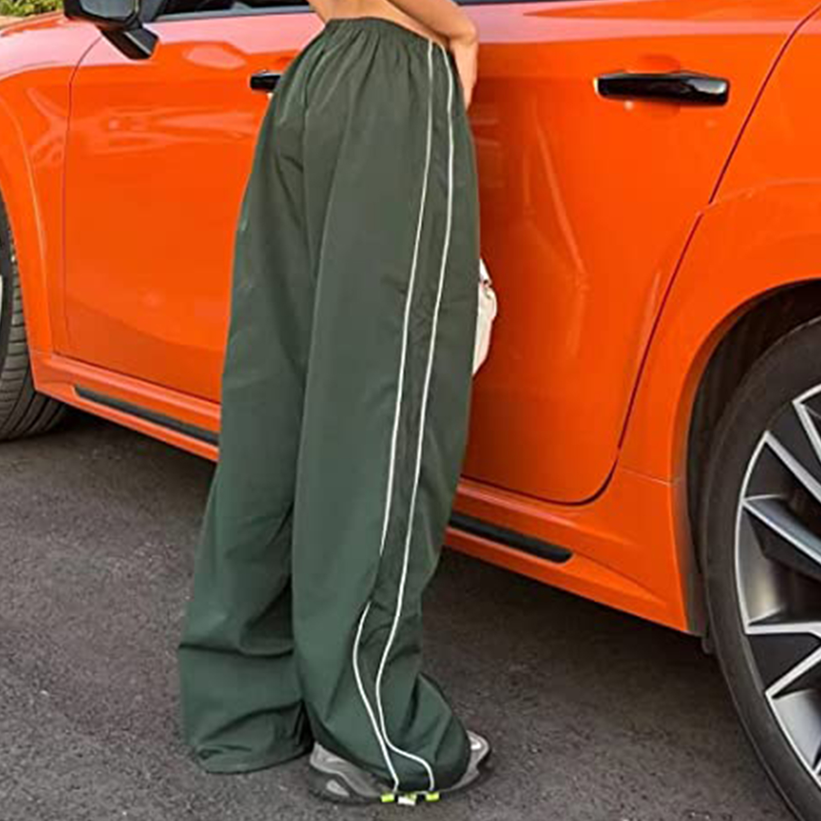 Cotton Cargo Pants Drawstring Female Baggy Pants Elastic Waist for