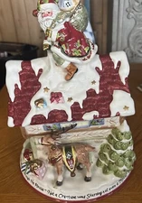 FITZ AND FLOYD St. Nick Cookie Jar Up On The Rooftop