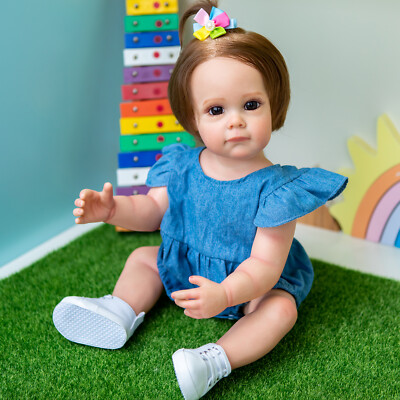 55CM Full Body Silicone Reborn Baby Girl Dolls Cuddly Real Handmade Newborn Doll