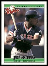 1992 Donruss The Rookies #75 Jeff McNeely RC Boston Red Sox baseball card 