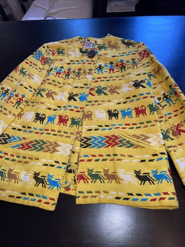 Vintage Sombol Women’s Handwoven Indian Yellow Jacket Guatemala - Picture 3 of 8