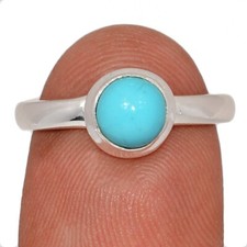 Natural Kingman Turquoise 925 Sterling Silver Ring Jewelry s.6.5 CR74559