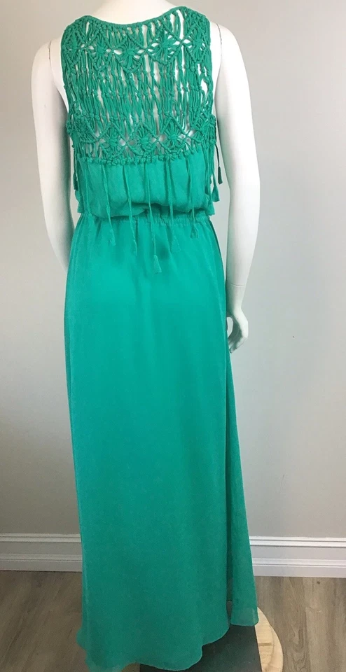 Maxi Vestido CALYPSO St. Barth, Crepé Seda Verde Esmeralda, XS  Foto 3 de 4
