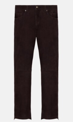Zara Men's Limited Edition Studio Collection Brown Suede Trousers