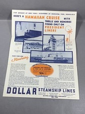 New York To Honolulu Travel Brochure Broadside Poster - Dollar Steamship Lines